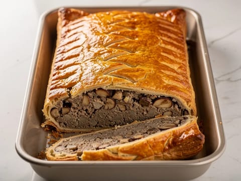 Wellington de setas y castañas (vegetariano)