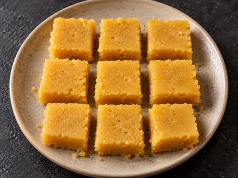 Mysore Pak (Kichererbsenmehl-Fudge) Mysore Pak (Kichererbsenmehl-Fudge)