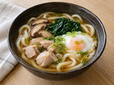 Nabeyaki udon (udon tészta forró fazék alaplében)