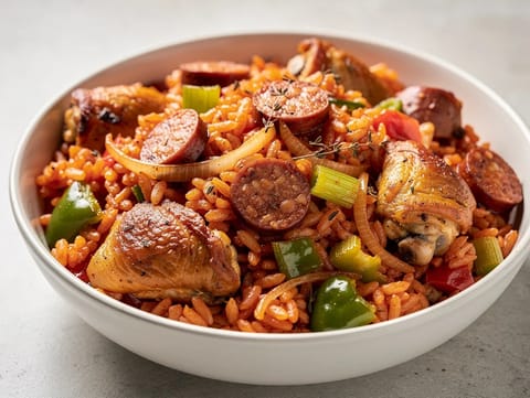 New Orleans Jambalaya (one-pot med kylling, pølse og ris)