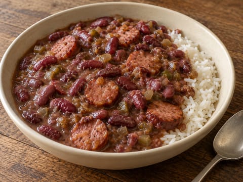 New-Orleans-Red-Beans-and-Rice mit Wurst New-Orleans-Red-Beans-and-Rice mit Wurst
