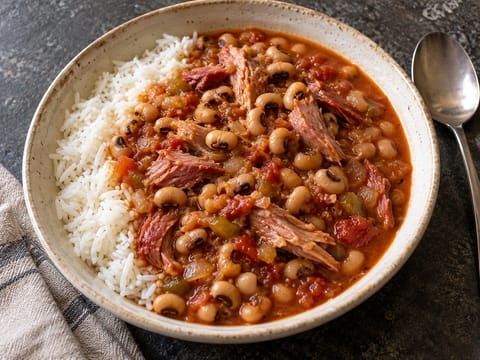 Black-eyed peas de Año Nuevo (estofado de cerdo ahumado y tomate) Black-eyed peas de Año Nuevo (estofado de cerdo ahumado y tomate)