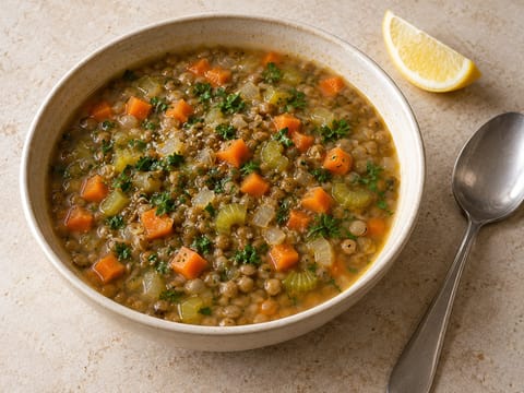 Zuppa di lenticchie di Capodanno con verdure e limone Zuppa di lenticchie di Capodanno con verdure e limone