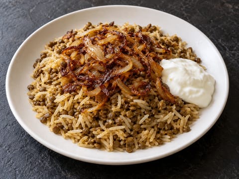 Mujaddara (Mercimek, Pirinç ve Karamelize Soğan) Mujaddara (Mercimek, Pirinç ve Karamelize Soğan)