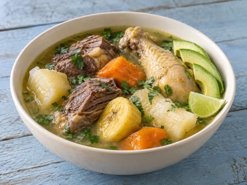 Sancocho (σούπα με κοτόπουλο και μοσχάρι με ριζώδη λαχανικά) Sancocho (σούπα με κοτόπουλο και μοσχάρι με ριζώδη λαχανικά)