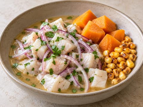 Ceviche nikkei com leche de tigre Ceviche nikkei com leche de tigre