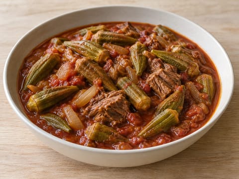 Bamia (okra ragu báránnyal paradicsomszószban)