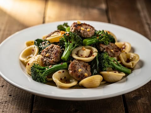 Orecchiette med broccoli rabe og italiensk pølse