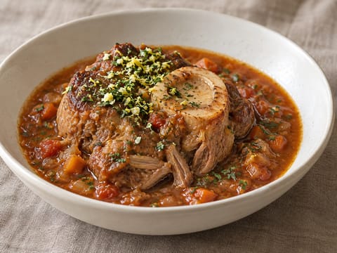 Osso Buco alla Milanese (jarretes de vitela estufados com gremolata) Osso Buco alla Milanese (jarretes de vitela estufados com gremolata)