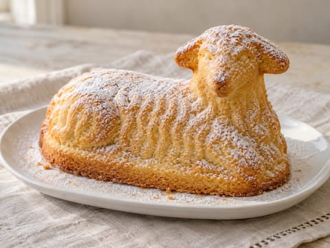 Osterlammkuchen (deutscher Oster-Biskuitkuchen in Lammform)