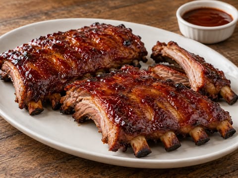Ovnsbakte baby back ribs med honningglasur Ovnsbakte baby back ribs med honningglasur