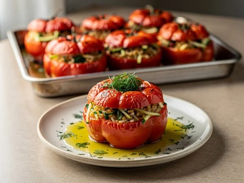 Modern Gemista Traybake (poivrons et tomates farcis)