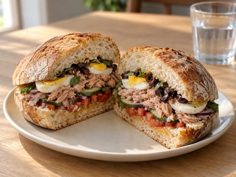 Pan Bagnat (sandwich provençal au thon) Pan Bagnat (sandwich provençal au thon)