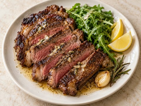 Entrecot de ribeye a la sartén con mantequilla de ajo Entrecot de ribeye a la sartén con mantequilla de ajo