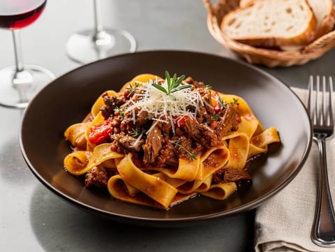Pappardelle al Cinghiale (pappardelle med villsvinragù)