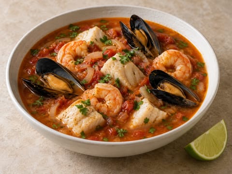 Parihuela (sopa peruana de marisco con tomate y guindilla) Parihuela (sopa peruana de marisco con tomate y guindilla)