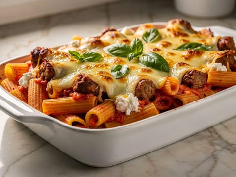 Pasta al Forno con ricotta y salchicha