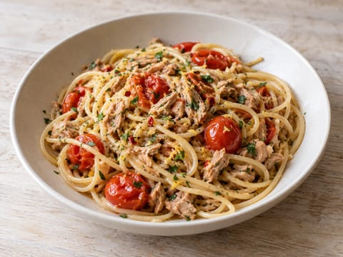 Pasta al Tonno e Pomodorini (tonijn en cherrytomaat)