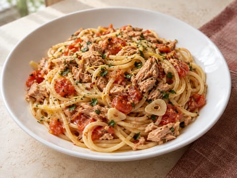 Pasta al Tonno (klassisk pasta med tun og tomat)