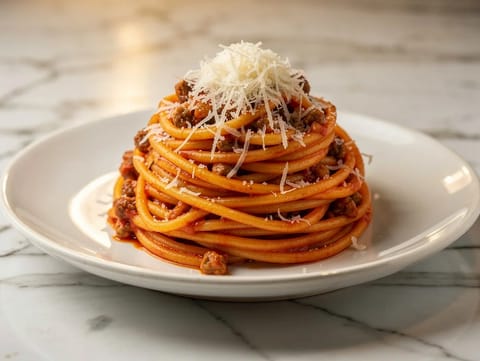Pasta alla Buttera (toskański makaron z ragù pomidorowym i mieloną wołowiną)