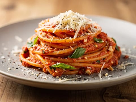 Pasta alla Trapanese (Sicilya usulü domatesli ve bademli pesto makarna)
