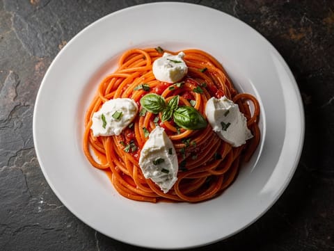 Pasta Amalfitana (ζυμαρικά με ντομάτα και μοτσαρέλα) Pasta Amalfitana (ζυμαρικά με ντομάτα και μοτσαρέλα)