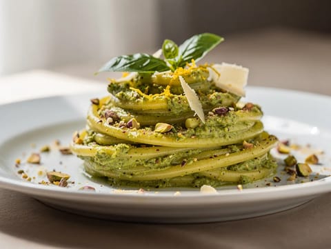 Pasta con Pesto di Pistacchi e Ricotta (ζυμαρικά με πέστο φιστικιού) Pasta con Pesto di Pistacchi e Ricotta (ζυμαρικά με πέστο φιστικιού)