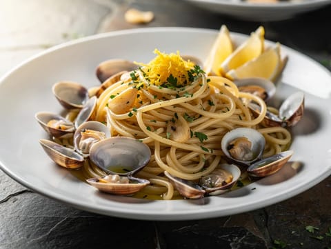 Pasta con Vongole in Bianco (spaghetti med musslor i vitt vin)