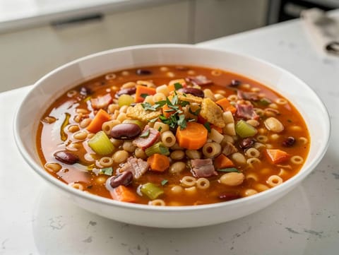 Pasta e Fagioli (sopa italiana de pasta y alubias)