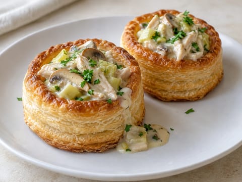 Pasteitjes met Ragout (holland leveles tésztakosárkák csirkés ragúval) Pasteitjes met Ragout (holland leveles tésztakosárkák csirkés ragúval)