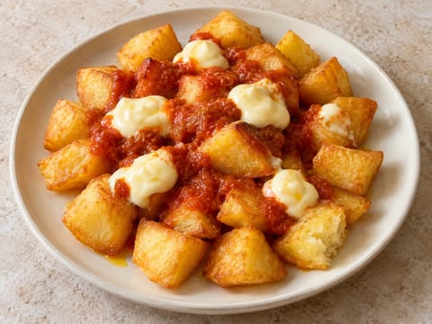 Patatas Bravas con Alioli (smažené brambory s omáčkou bravas) Patatas Bravas con Alioli (smažené brambory s omáčkou bravas)