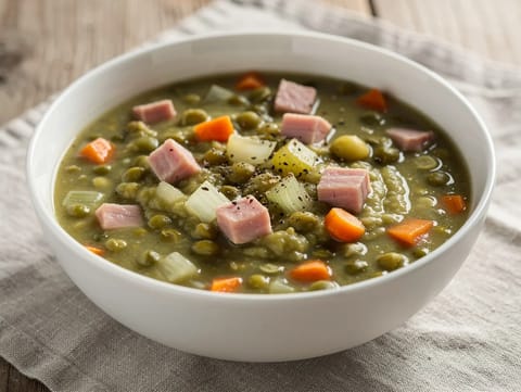 Zuppa di piselli spezzati e prosciutto Zuppa di piselli spezzati e prosciutto