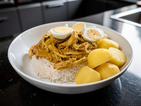 Ají de Gallina (stufato cremoso peruviano di pollo) Ají de Gallina (stufato cremoso peruviano di pollo)