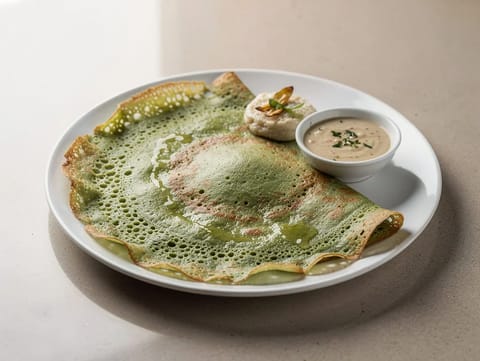Pesarattu (zöld mungóbab dosa) Pesarattu (zöld mungóbab dosa)