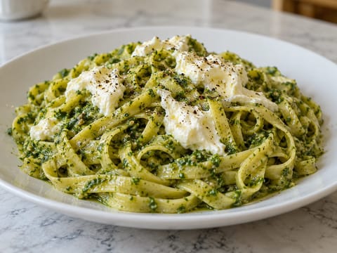 Burratalı Pesto Makarna Burratalı Pesto Makarna