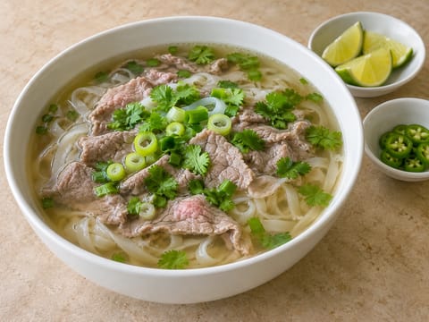 Phở Tái (vietnamesisches Rindfleisch-Pho mit rohem Rindfleisch) Phở Tái (vietnamesisches Rindfleisch-Pho mit rohem Rindfleisch)