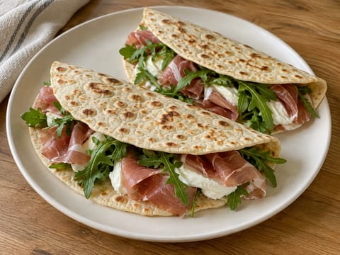 Piadina Romagnola s prosciuttem a rukolou Piadina Romagnola s prosciuttem a rukolou