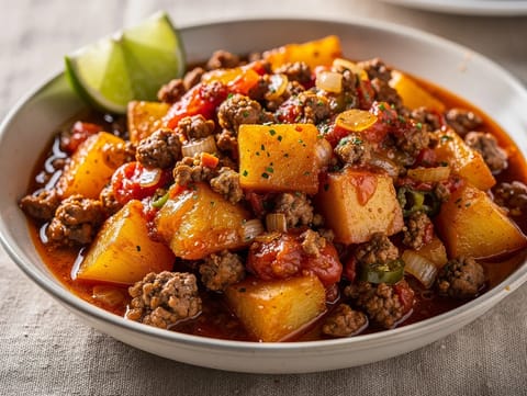 Picadillo Mexicano con Papas (mexický guláš z mletého hovězího s bramborami) Picadillo Mexicano con Papas (mexický guláš z mletého hovězího s bramborami)