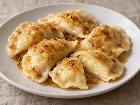 Pierogi Ruskie (bolinhos de massa com batata e queijo) Pierogi Ruskie (bolinhos de massa com batata e queijo)