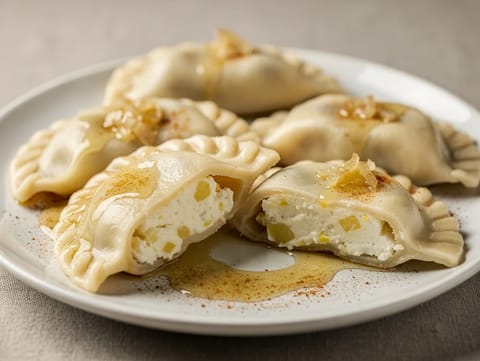 Pierogi Ruskie (kartoffel- og ostedumplings) Pierogi Ruskie (kartoffel- og ostedumplings)