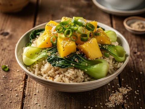 Rijstbowl met ananas en paksoi