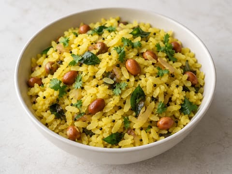 Poha (Flattened Rice with Mustard Seeds and Peanuts) Poha (Flattened Rice with Mustard Seeds and Peanuts)