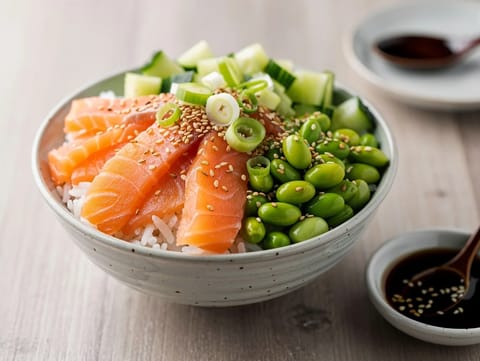 Poke bowl -ateriavalmistelu