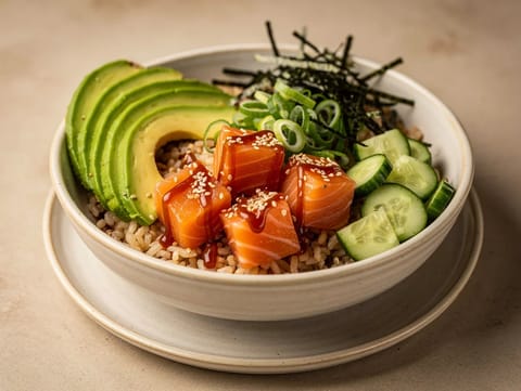 Avocado-sriracha poke bowl