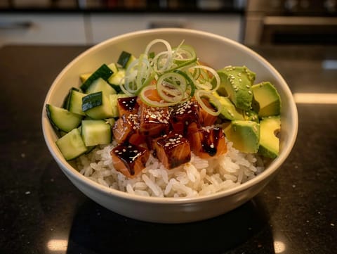 Poke bowl met komkommer Poke bowl met komkommer