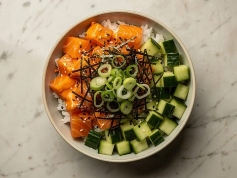 Poke bowl piccante con maionese alla sriracha