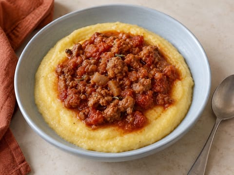 Polenta e Salsiccia (kremet polenta med pølseragù)