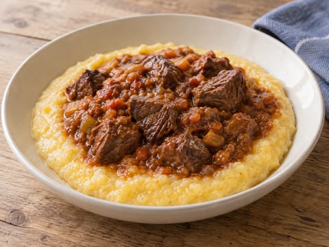 Polenta e Spezzatino di Manzo (runderstoof met polenta)