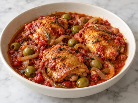 Pollo alla Cacciatora (paradicsomos, olívás, rozmaringos párolt csirke) Pollo alla Cacciatora (paradicsomos, olívás, rozmaringos párolt csirke)