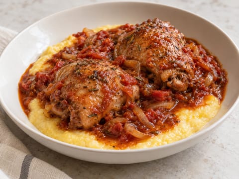 Pollo alla cacciatora con polenta Pollo alla cacciatora con polenta